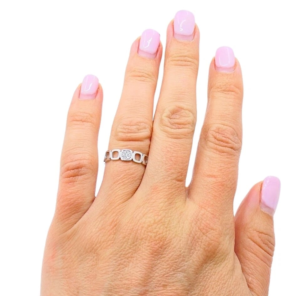 Dinh Van 18k White Gold Ring Diamond Band - 3