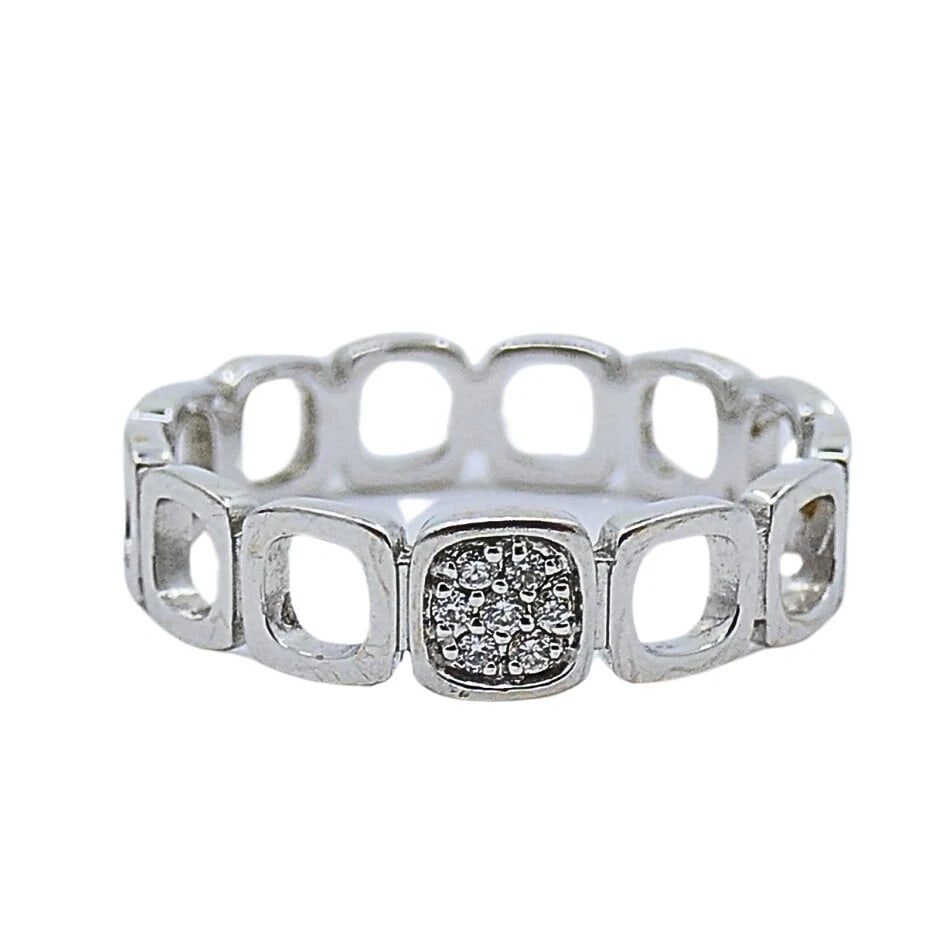 Dinh Van 18k White Gold Ring Diamond Band - 7