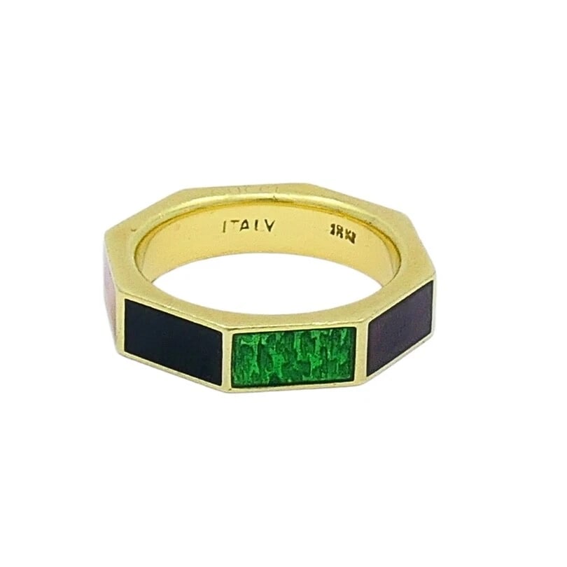 Gucci Ring Vintage Link to Love 18k Gold Enamel - 7