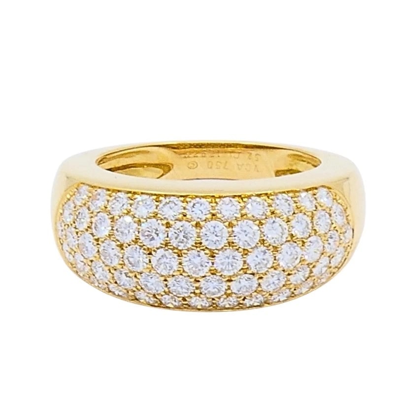 Van Cleef & Arpels Pave Diamond Gold Dome Ring - 7