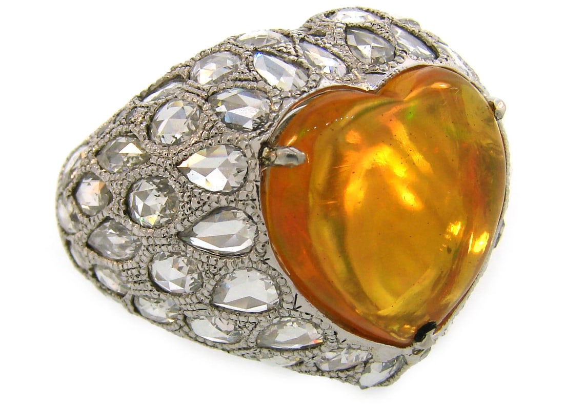 5.51-carat Australian OPAL Diamond White Gold RING: Title: 5.51-carat Australian OPAL Diamond White Gold RING Description: S. Beverly Dr. VK JOOOO 5.51-carat Australian OPAL, Diamond & 18 karat White Gold RING Stunning classy ring - great addition to y