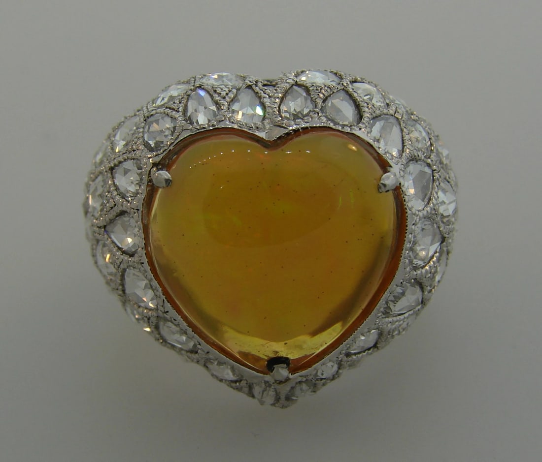 5.51-carat Australian OPAL Diamond White Gold RING - 4