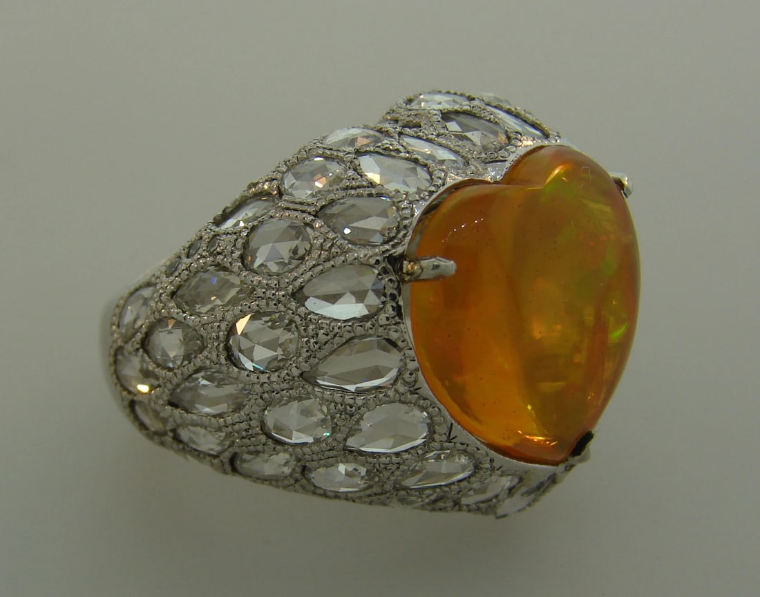 5.51-carat Australian OPAL Diamond White Gold RING - 6