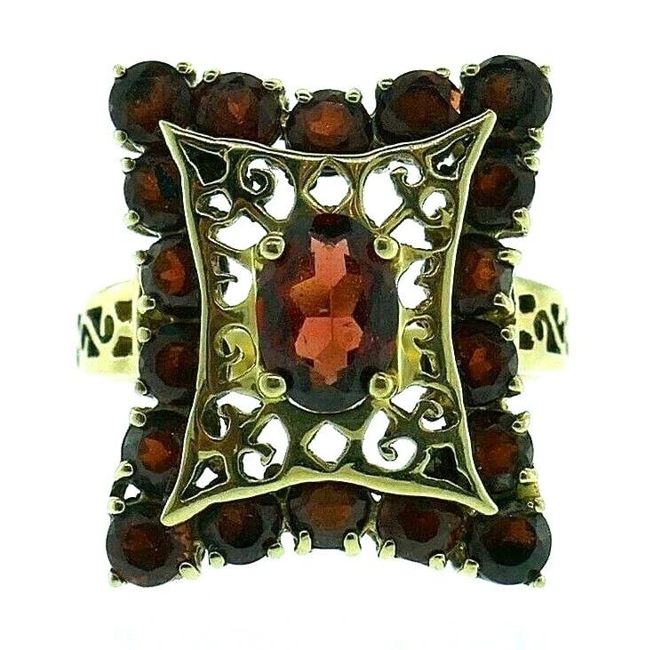 ANTIQUE 10k Yellow Gold & Garnet Ring Circa 1900s (1 of 7)