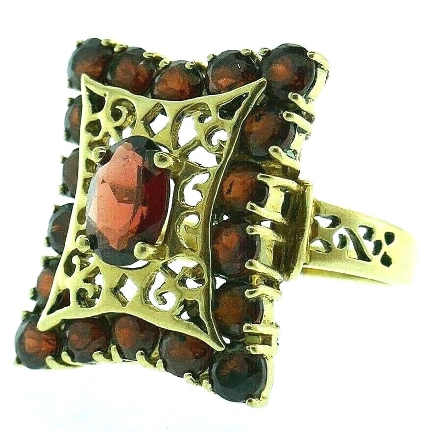 ANTIQUE 10k Yellow Gold & Garnet Ring Circa 1900s - 2