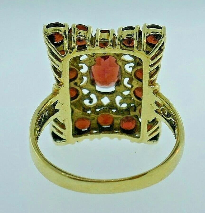 ANTIQUE 10k Yellow Gold & Garnet Ring Circa 1900s - 5