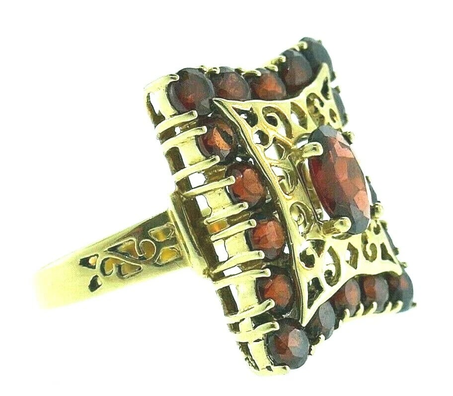 ANTIQUE 10k Yellow Gold & Garnet Ring Circa 1900s - 7