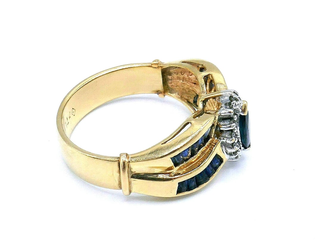 14k Yellow Gold Marquise Sapphire Diamond Turban Ring - 3
