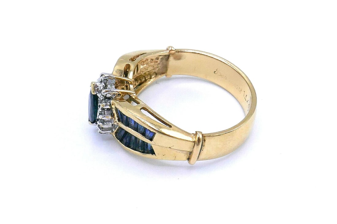 14k Yellow Gold Marquise Sapphire Diamond Turban Ring - 4