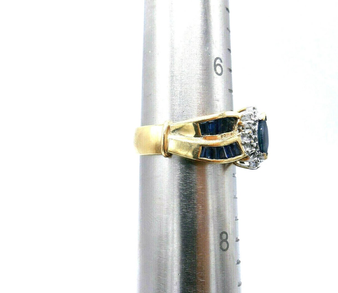 14k Yellow Gold Marquise Sapphire Diamond Turban Ring - 9