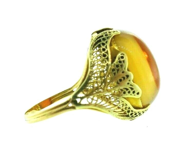 ANTIQUE 14k Yellow Gold & Agate Ring Circa 1900s - 3