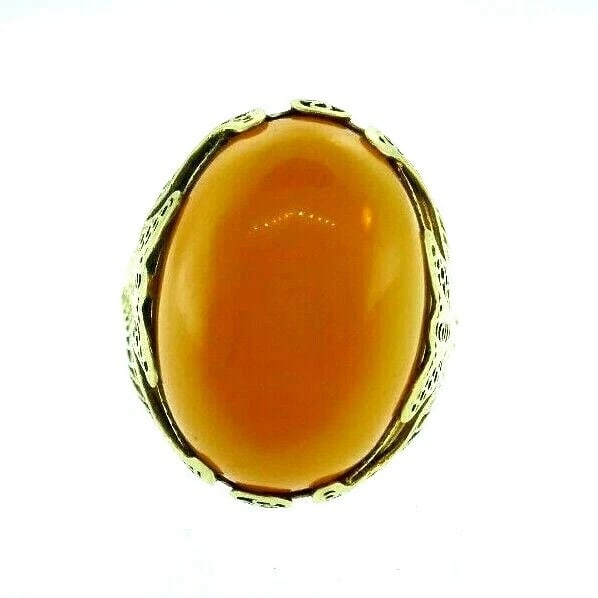 ANTIQUE 14k Yellow Gold & Agate Ring Circa 1900s - 4