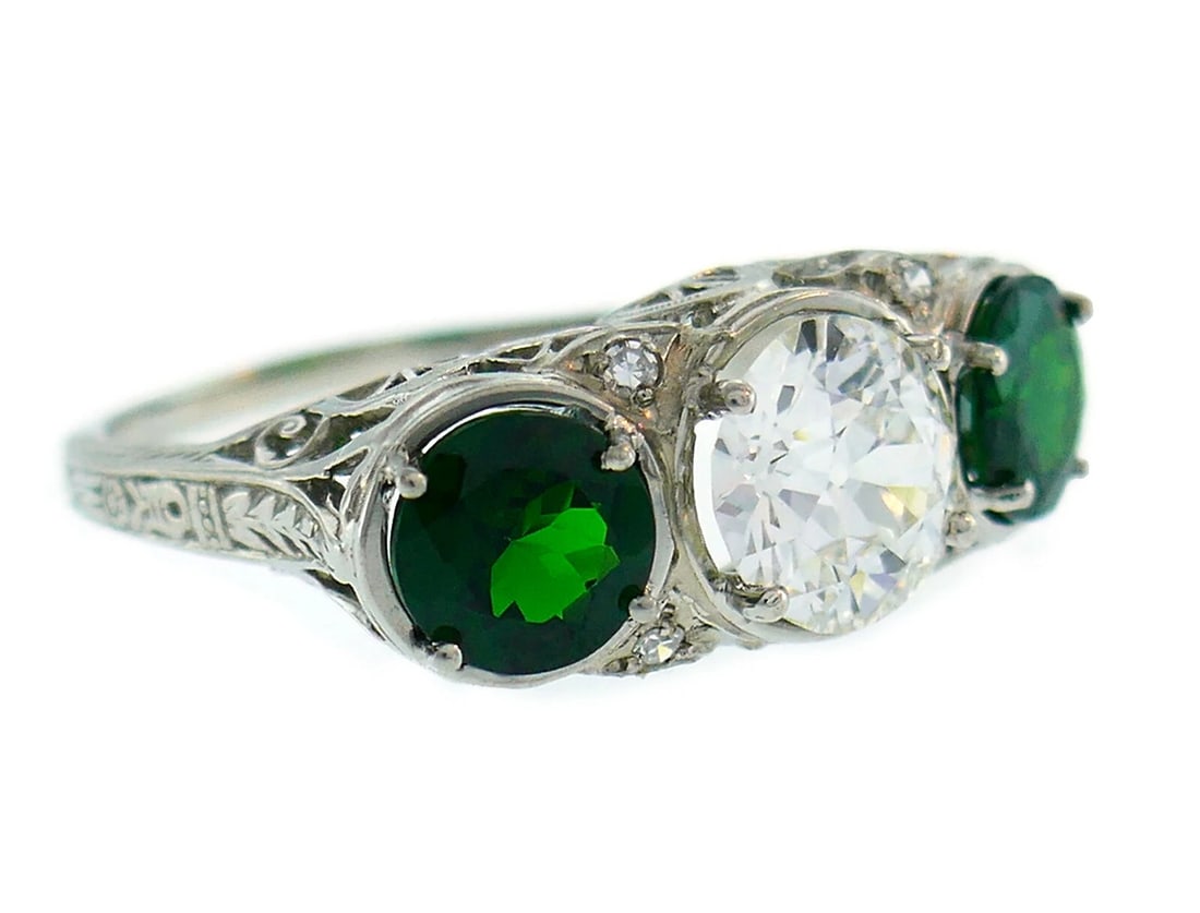 Art Deco Emerald Diamond Platinum RING Diamond Old European 1.20-ct GIA I VVS1 - 5
