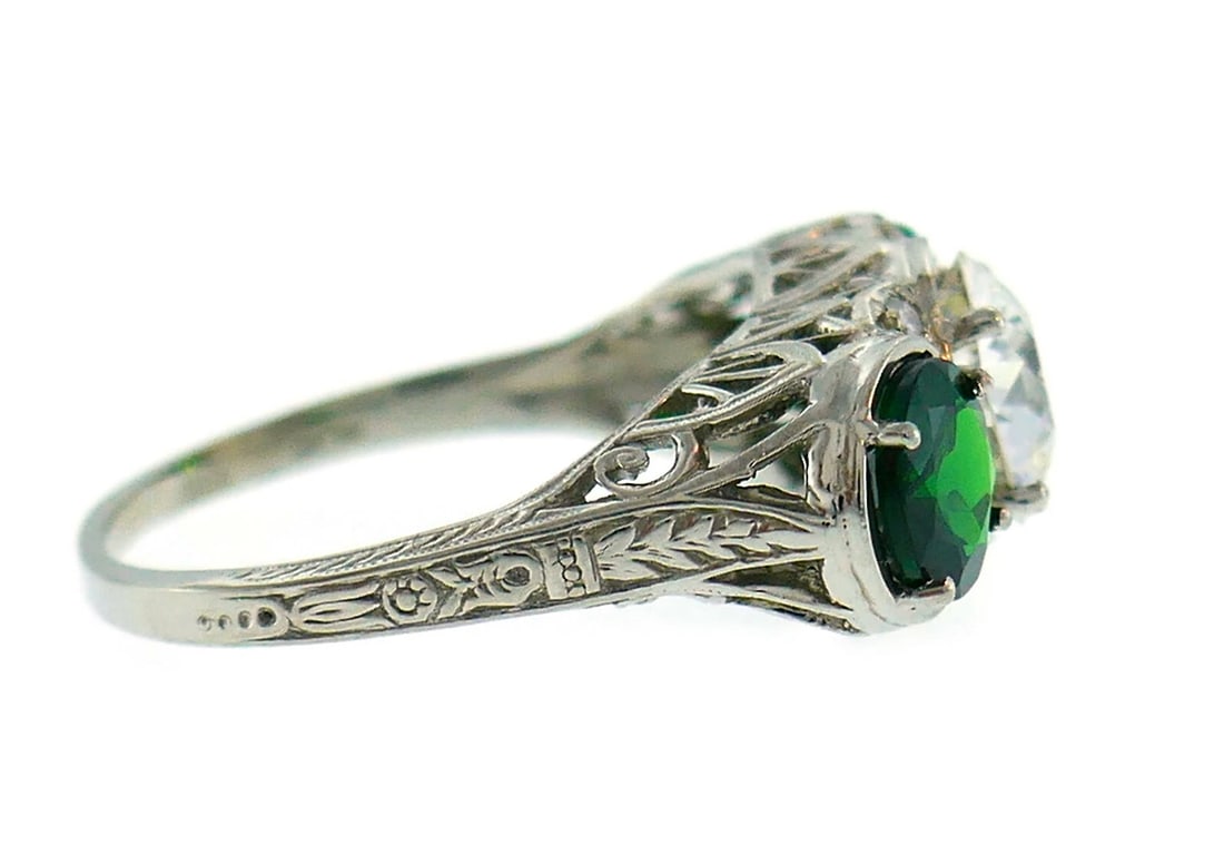 Art Deco Emerald Diamond Platinum RING Diamond Old European 1.20-ct GIA I VVS1 - 8