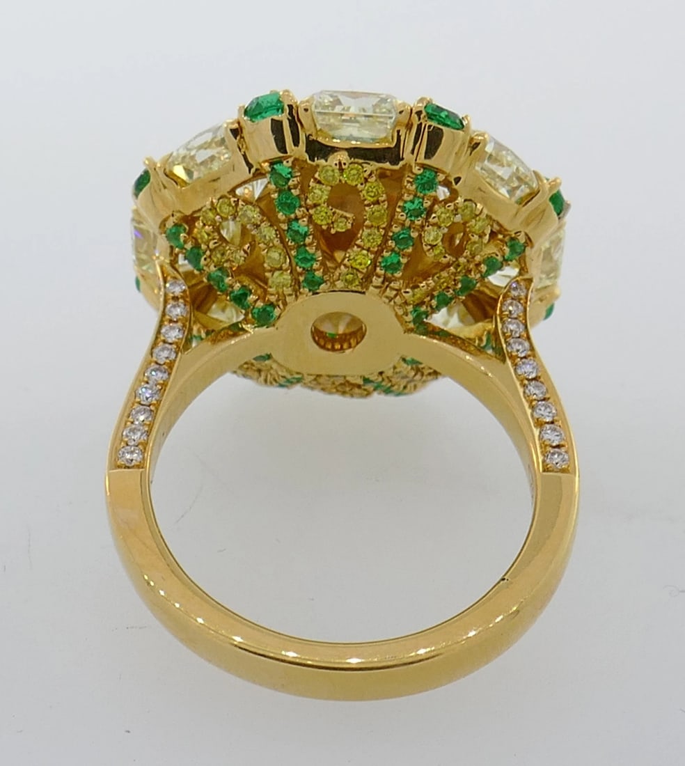 2.24-ct Emerald 8.28cts Diamond Yellow Gold RING Cocktail Chic - 8