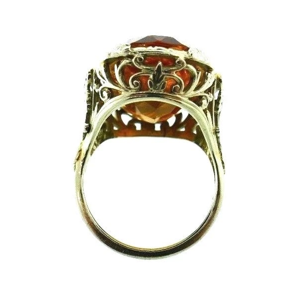 VICTORIAN 14k White Gold & Carved Citrine Cameo Ring Circa 1900s - 6