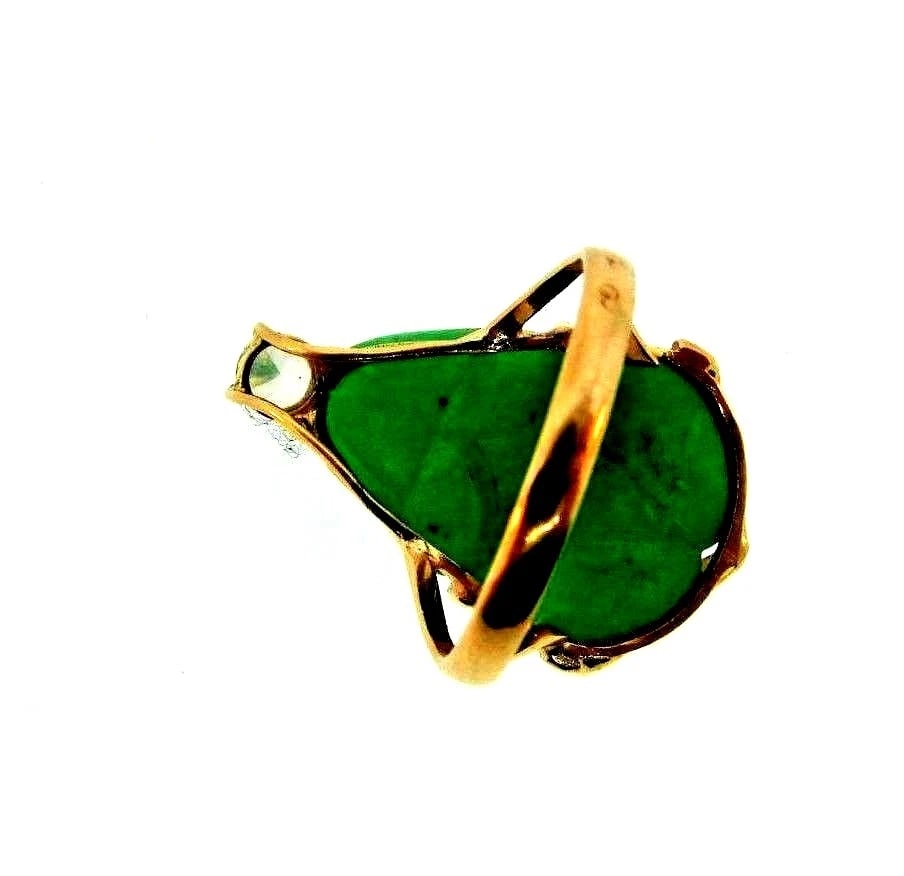 COOL 16k Yellow Gold, Jade & White Sapphire Ring - 3