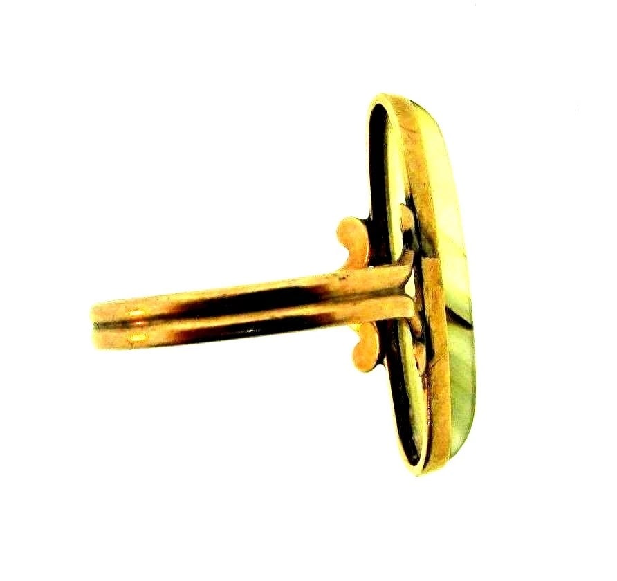 UNIQUE Victorian 10k Yellow Gold & Moth Agate Ring - 2