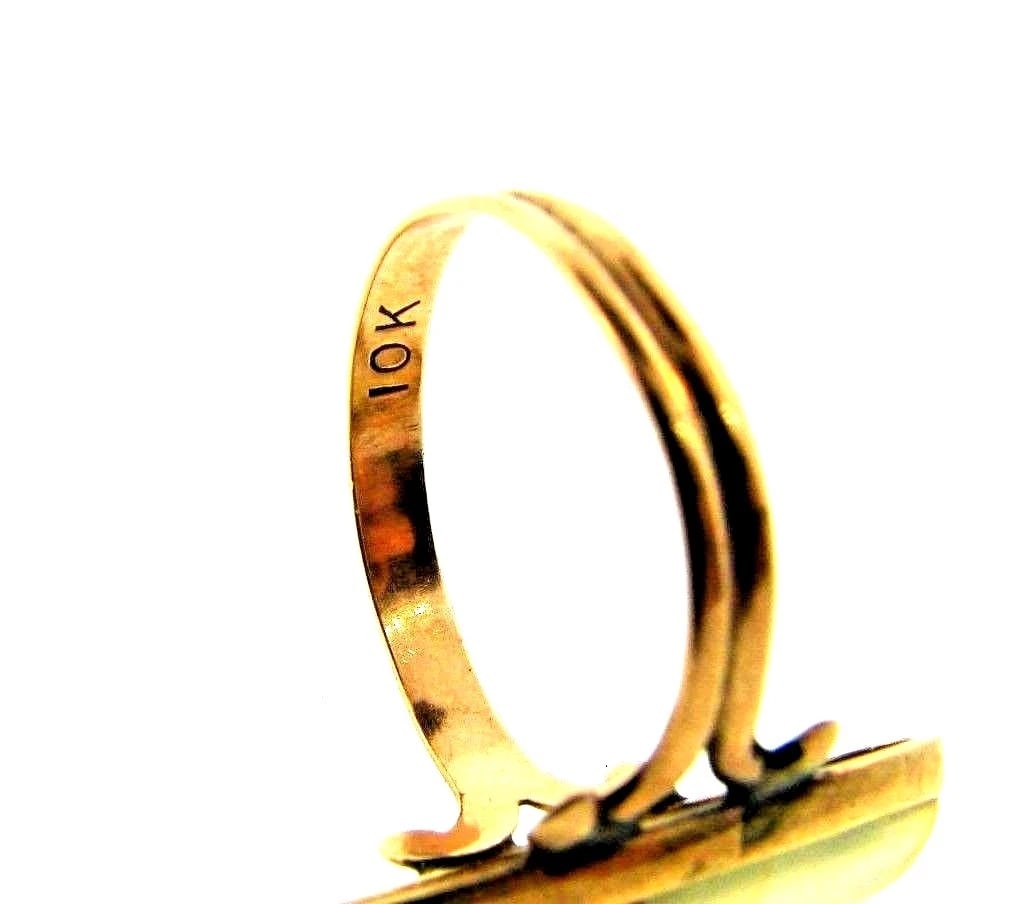 UNIQUE Victorian 10k Yellow Gold & Moth Agate Ring - 3