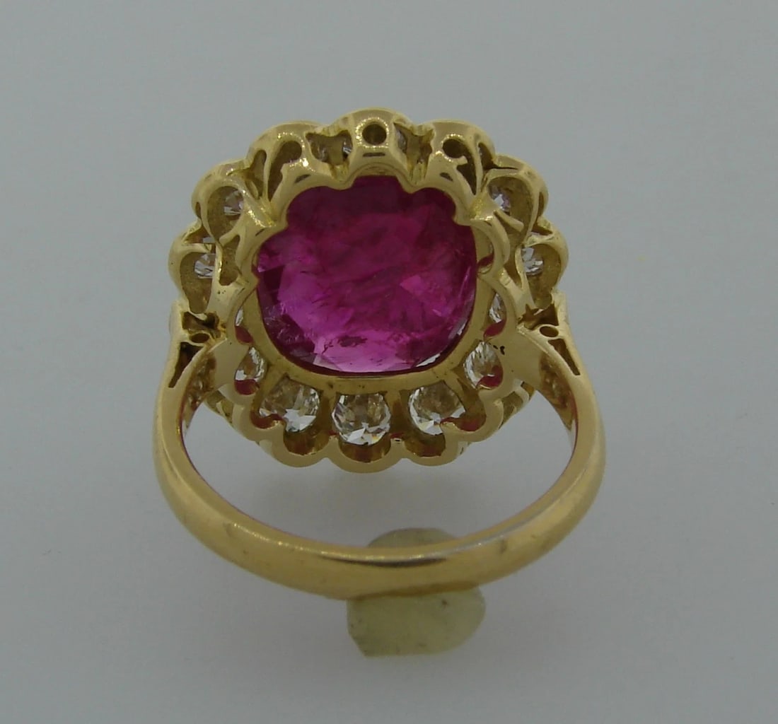 Elegant 6.32-ct RUBY 2.10 cts DIAMOND 18k YELLOW GOLD RING COCKTAIL ENGAGEMENT - 7