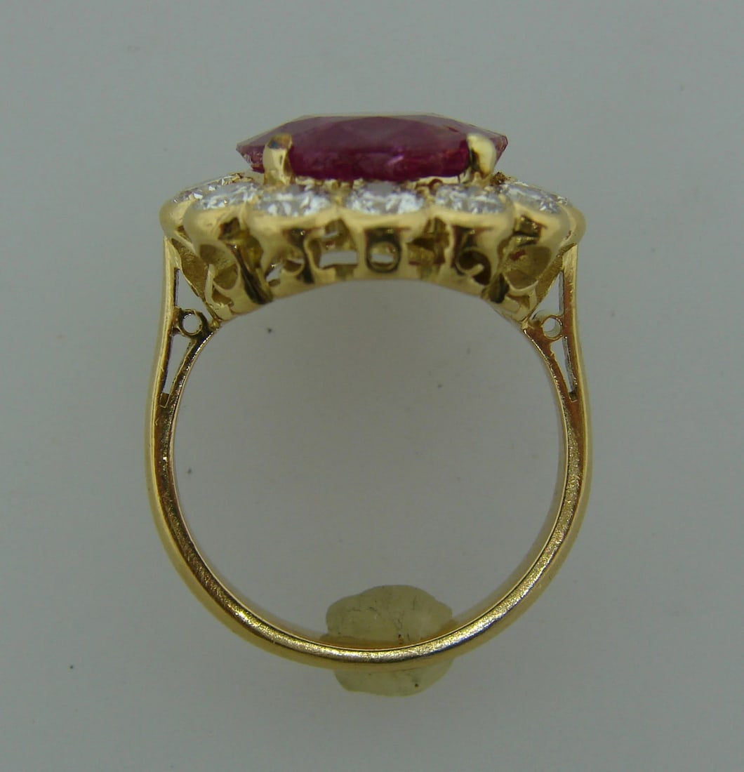 Elegant 6.32-ct RUBY 2.10 cts DIAMOND 18k YELLOW GOLD RING COCKTAIL ENGAGEMENT - 8