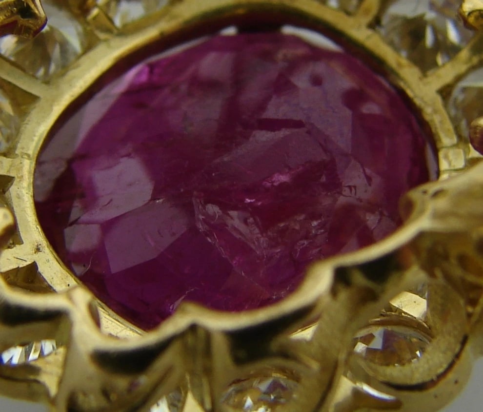 Elegant 6.32-ct RUBY 2.10 cts DIAMOND 18k YELLOW GOLD RING COCKTAIL ENGAGEMENT - 9