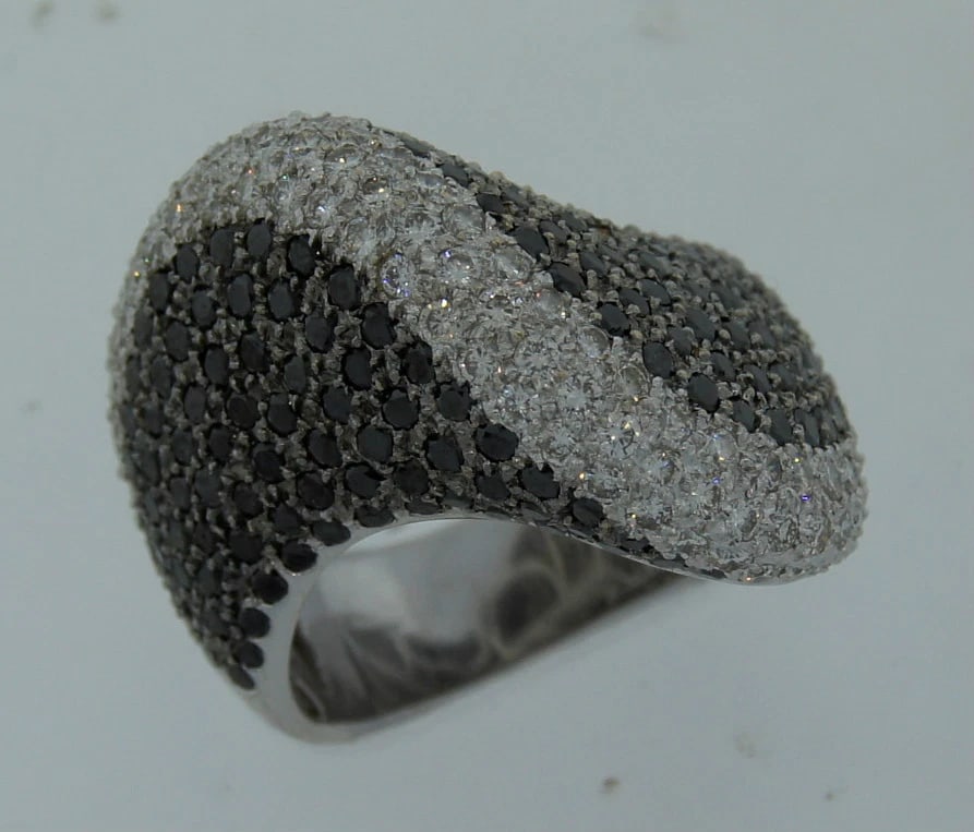 Chic SIMON & IGAL 4.50 cts BLACK & WHITE DIAMOND 18k WHITE GOLD RING - Amazing - 2