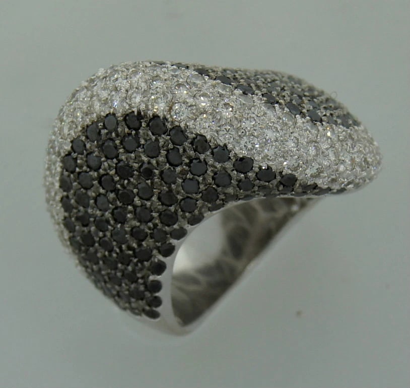 Chic SIMON & IGAL 4.50 cts BLACK & WHITE DIAMOND 18k WHITE GOLD RING - Amazing - 3