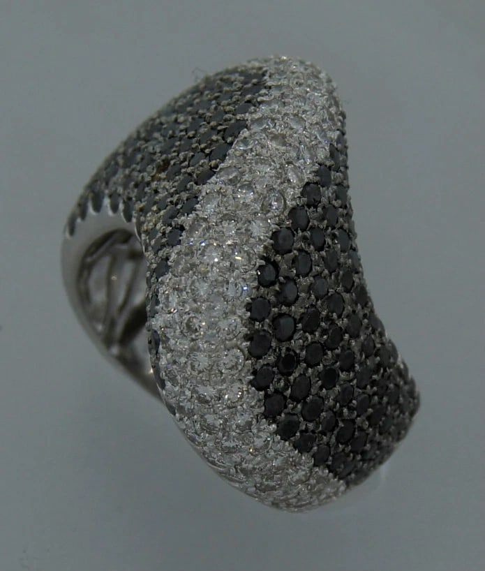 Chic SIMON & IGAL 4.50 cts BLACK & WHITE DIAMOND 18k WHITE GOLD RING - Amazing - 5