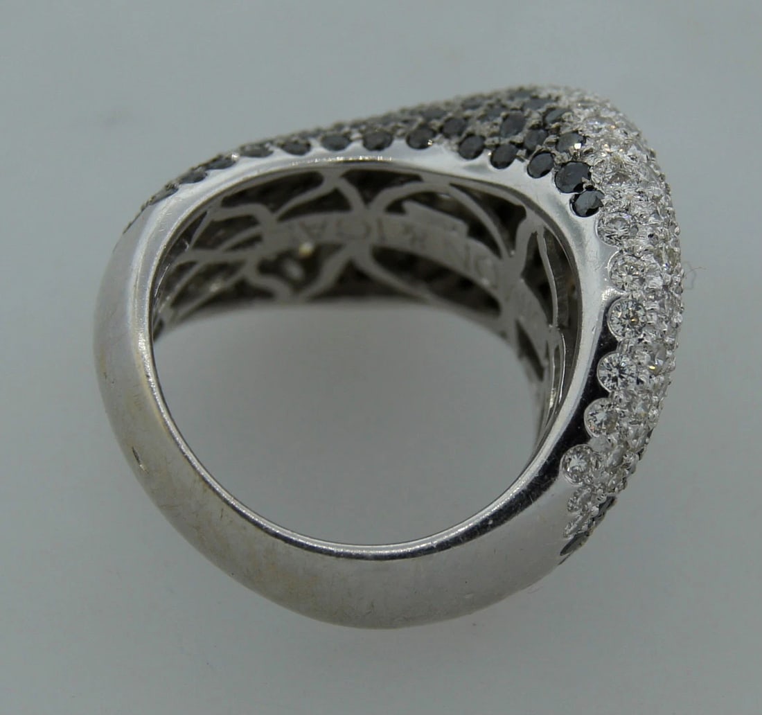 Chic SIMON & IGAL 4.50 cts BLACK & WHITE DIAMOND 18k WHITE GOLD RING - Amazing - 6