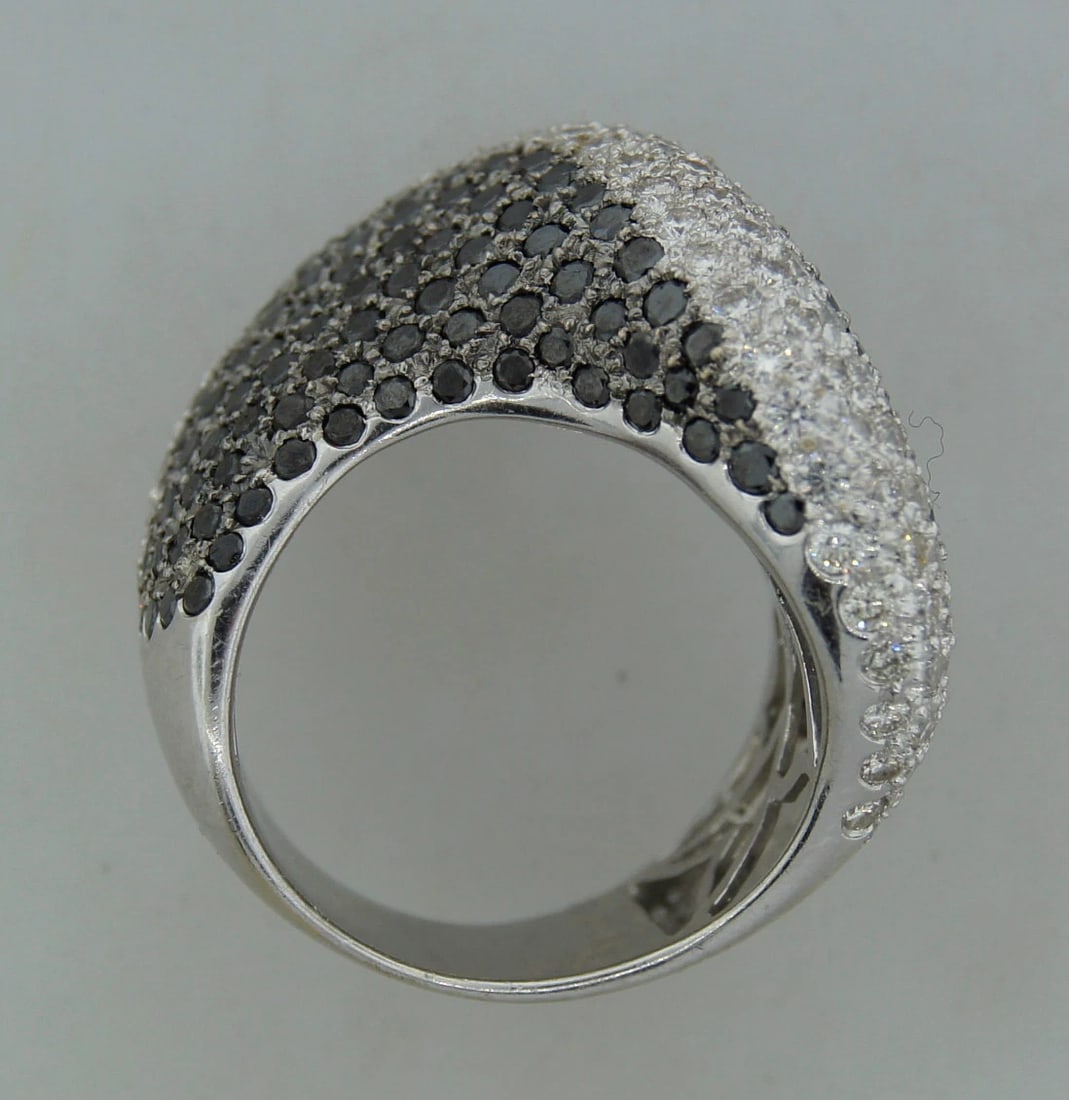 Chic SIMON & IGAL 4.50 cts BLACK & WHITE DIAMOND 18k WHITE GOLD RING - Amazing - 7