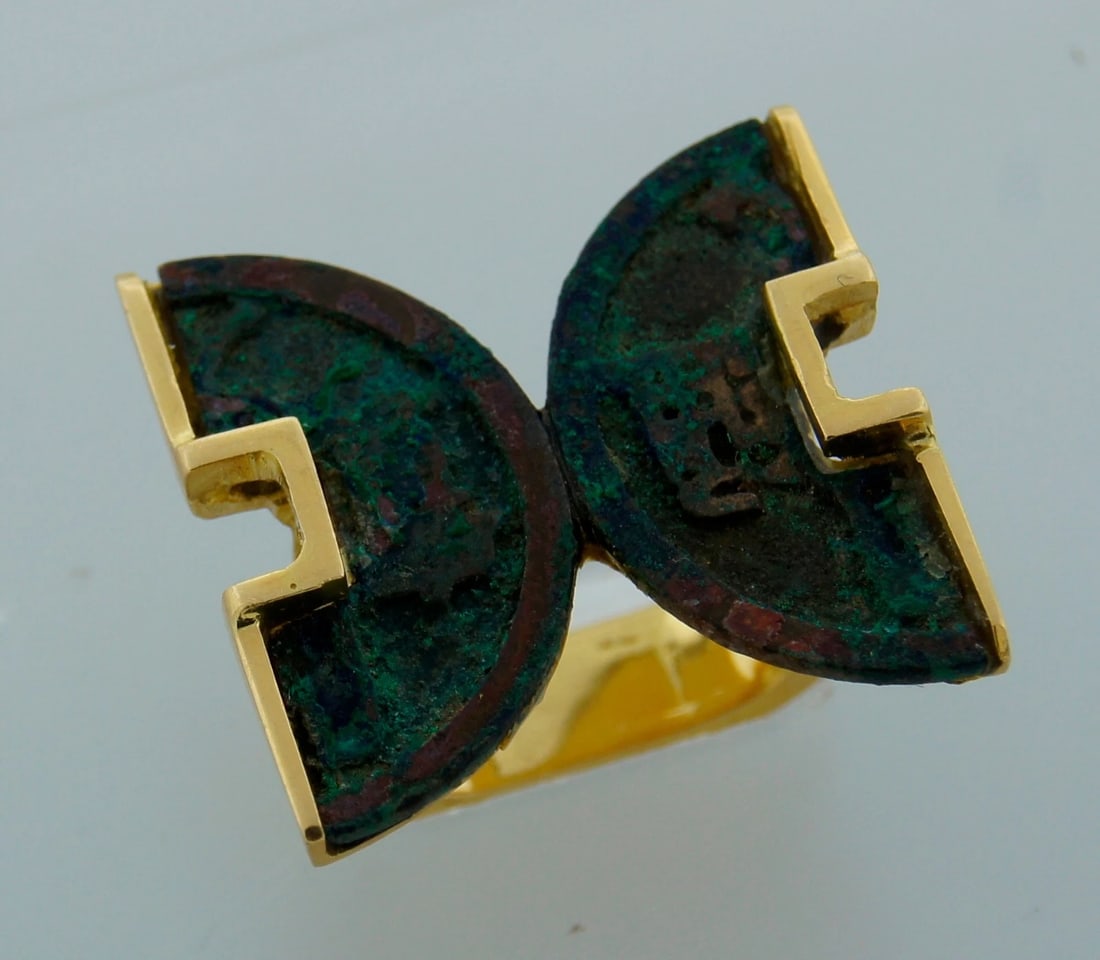 THIERRY VENDOME Bronze Yellow Gold RING - Handmade Unique - 2