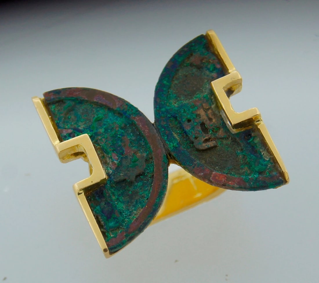 THIERRY VENDOME Bronze Yellow Gold RING - Handmade Unique - 3