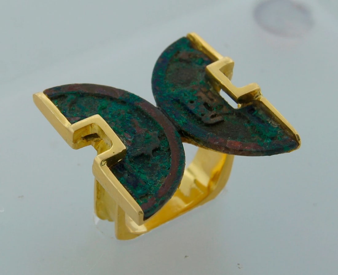 THIERRY VENDOME Bronze Yellow Gold RING - Handmade Unique - 4