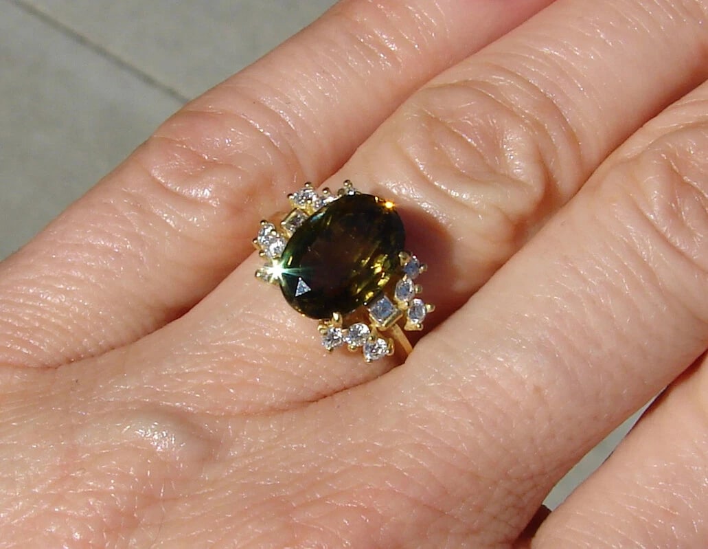 1980s 4.62-ct AFRICAN ALEXANDRITE DIAMOND YELLOW GOLD RING - Elegant Vintage - 11
