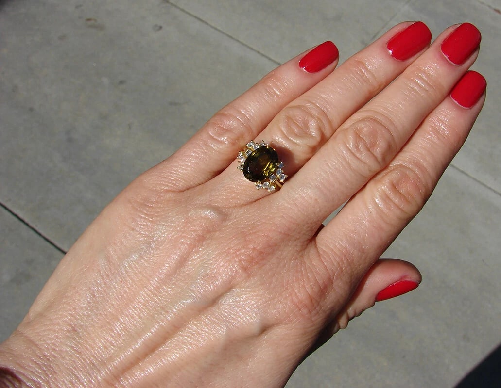 1980s 4.62-ct AFRICAN ALEXANDRITE DIAMOND YELLOW GOLD RING - Elegant Vintage - 12