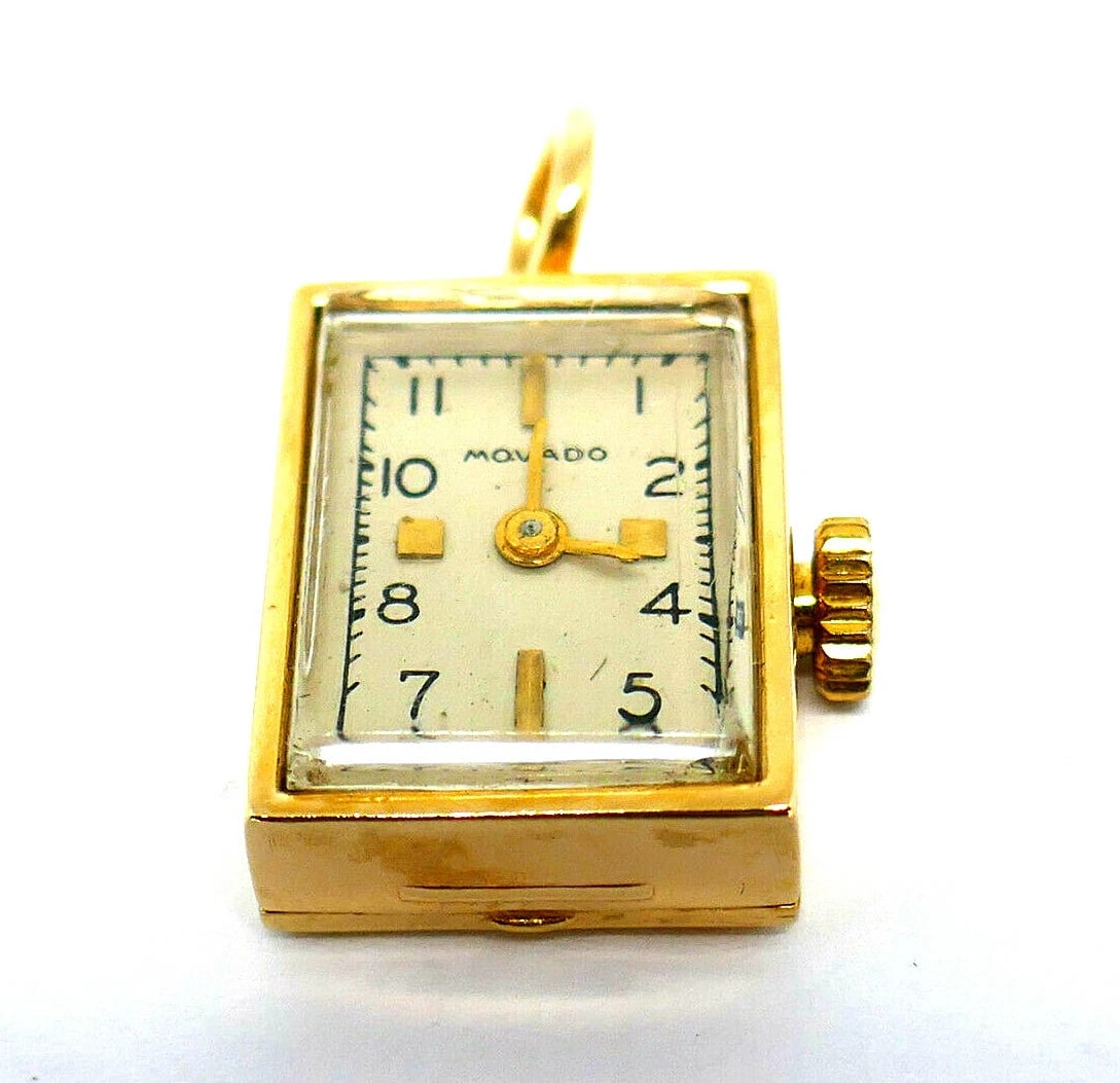 Movado Vintage Watch Pendant 10k Yellow Gold - 3