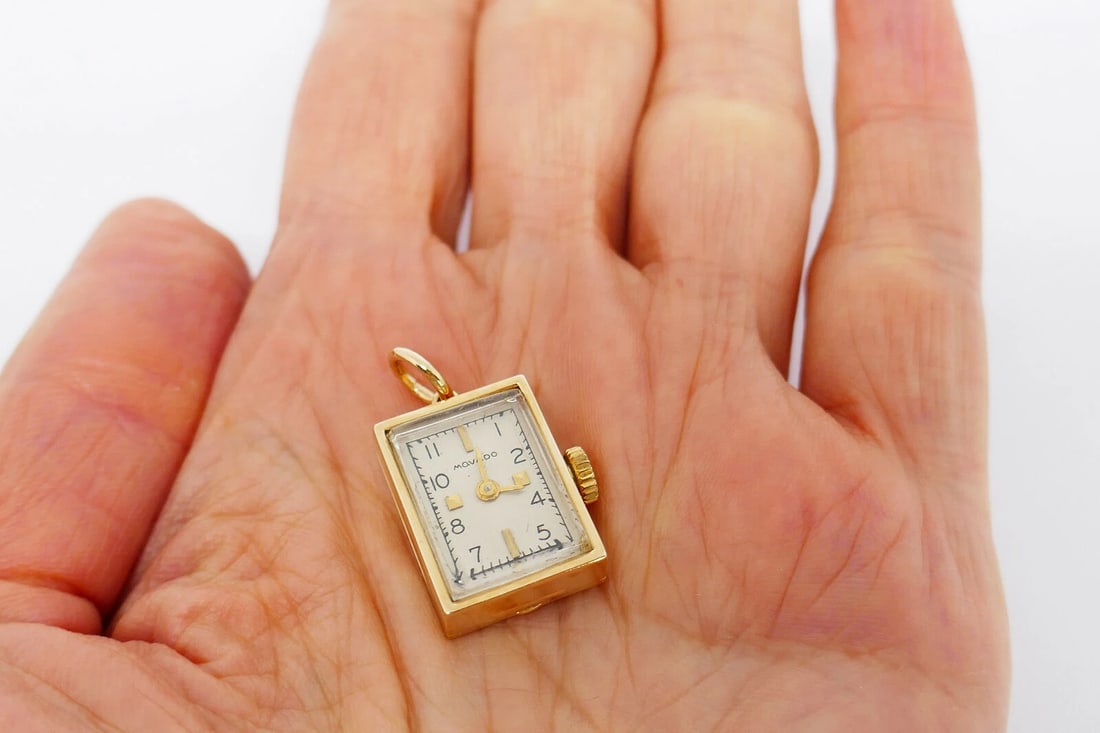 Movado Vintage Watch Pendant 10k Yellow Gold - 5
