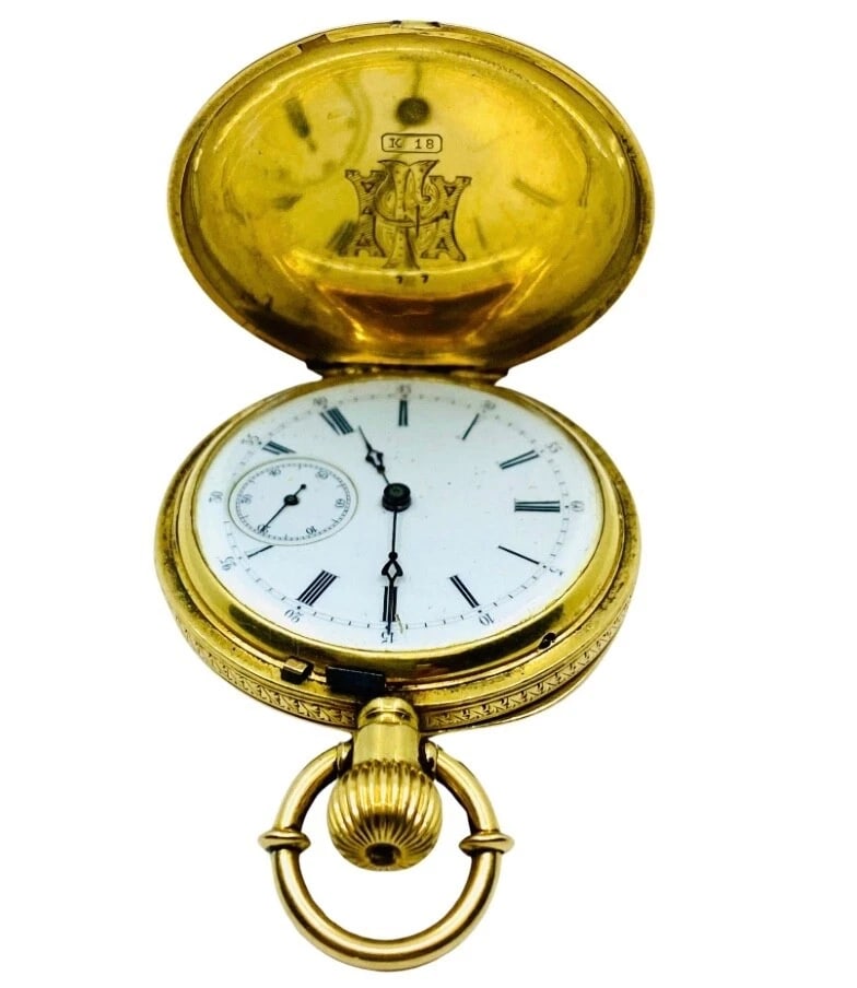 Breitling Laederich Antique Pocket Watch 18k Gold Enamel - 6