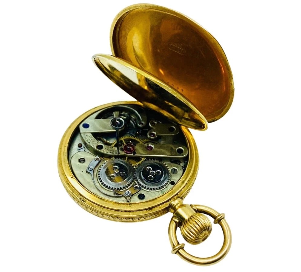 Breitling Laederich Antique Pocket Watch 18k Gold Enamel - 7