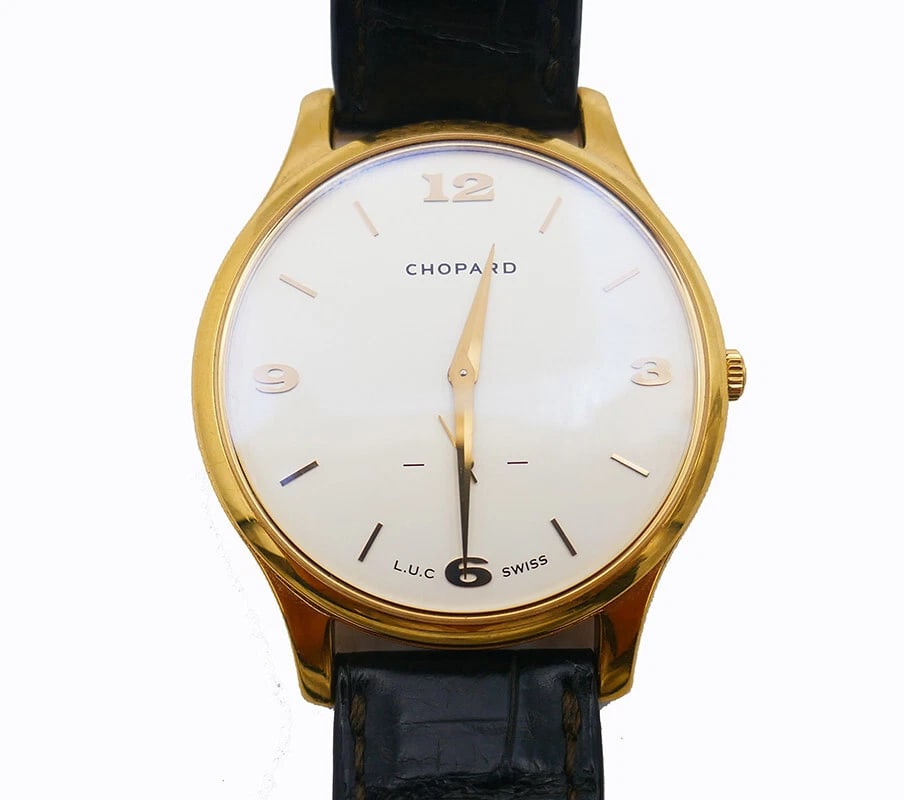 Vintage CHOPARD WATCH L.U.C 18k Yellow Gold Leather Strap Estate Jewelry (1 of 12)