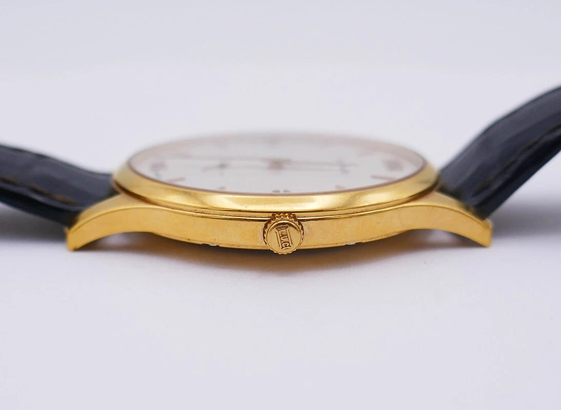 Vintage CHOPARD WATCH L.U.C 18k Yellow Gold Leather Strap Estate Jewelry - 6