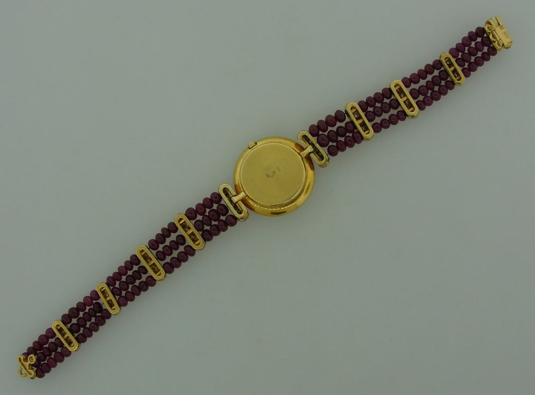 Vintage BOUCHERON 18k Yellow Gold Lady's WATCH Diamond Ruby Quartz - 11
