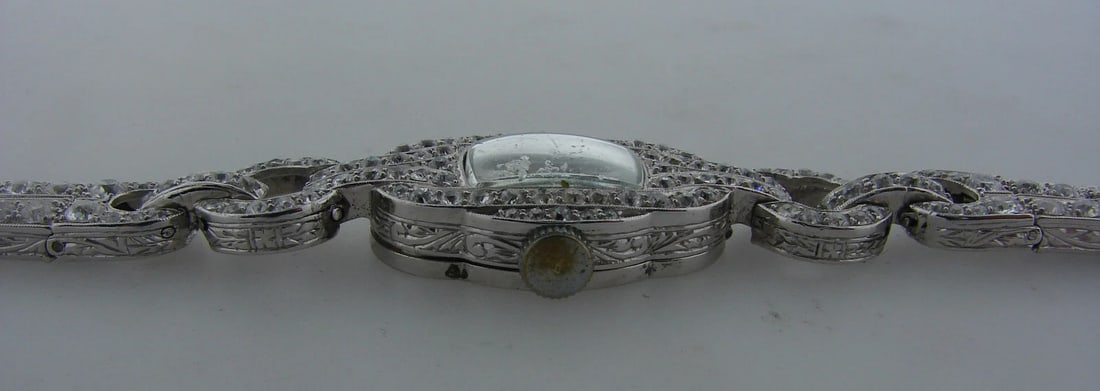 8.94 cts DIAMOND PLATINUM LADIES WATCH BRACELET Chic Rare Art Deco 1920s - 9