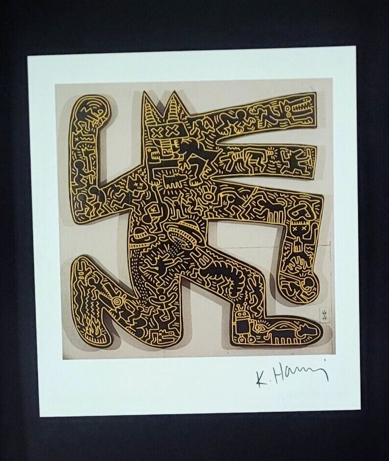 KEITH HARING + VINTAGE 1989 PRINT SIGNED MOUNTED AND FRAMED - 2