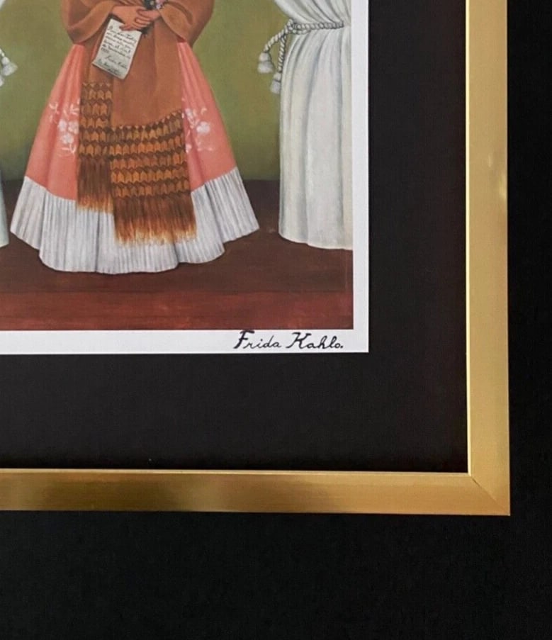 FRIDA KAHLO | Signed Print from Mexico "Self Portrait" + Framed - 3