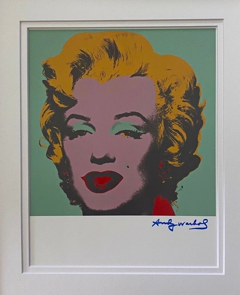 ANDY WARHOL 1984 SIGNED AWESOME MARILYN MONROE PRINT MATTED TO 11X14in. - 2