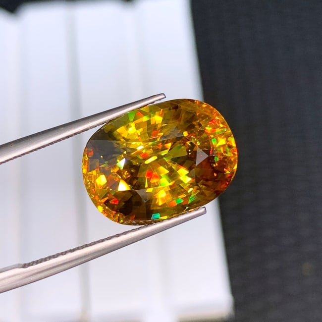 Full Fire Sphene Titanite Gemstone, Yellow Sphene Ring Stone - 3