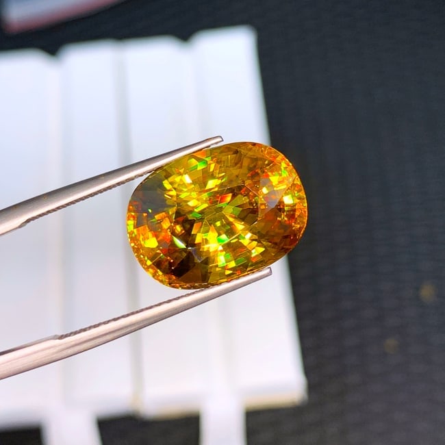 Full Fire Sphene Titanite Gemstone, Yellow Sphene Ring Stone - 4