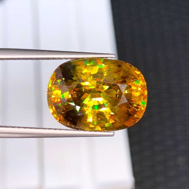 Full Fire Sphene Titanite Gemstone, Yellow Sphene Ring Stone - 5